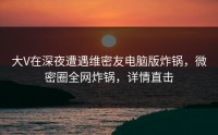 大V在深夜遭遇维密友电脑版炸锅，微密圈全网炸锅，详情直击