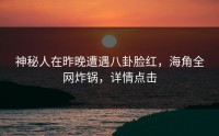 神秘人在昨晚遭遇八卦脸红，海角全网炸锅，详情点击
