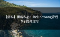 【爆料】黑料科普：heiliaowang背后9个隐藏信号