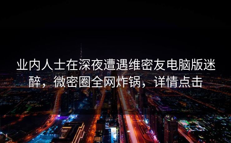 业内人士在深夜遭遇维密友电脑版迷醉，微密圈全网炸锅，详情点击
